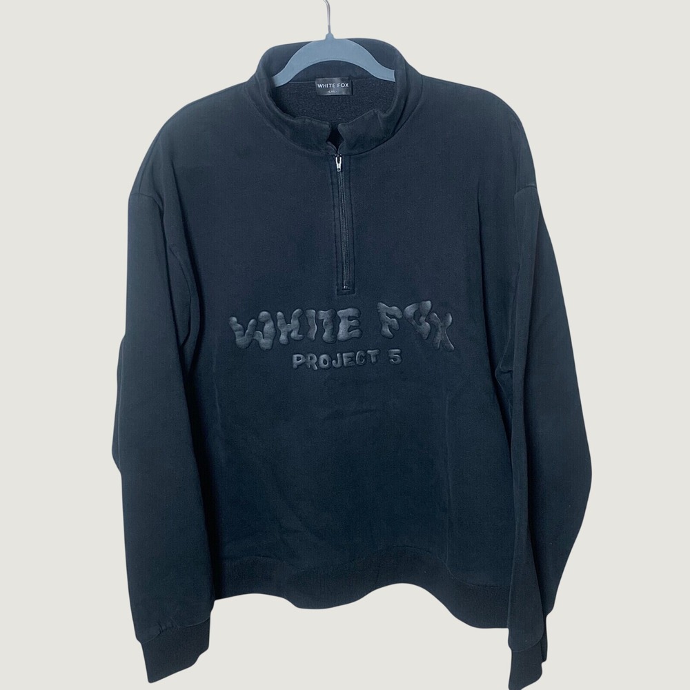 White Fox Project 5‎ Pullover Womens L/XL Black Quarter Zip Fleece